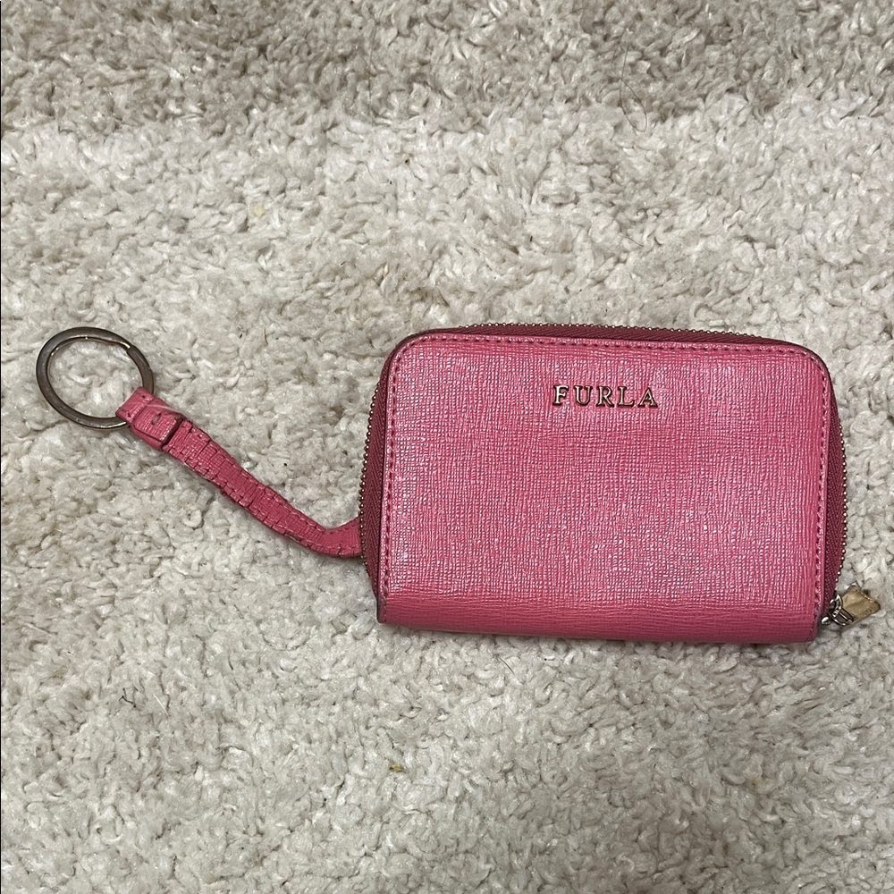 Furla Pink Saffiano Leather wallet Keychain